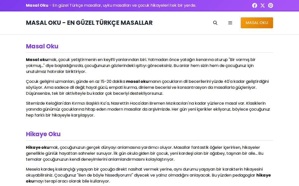 Masal oku website preview