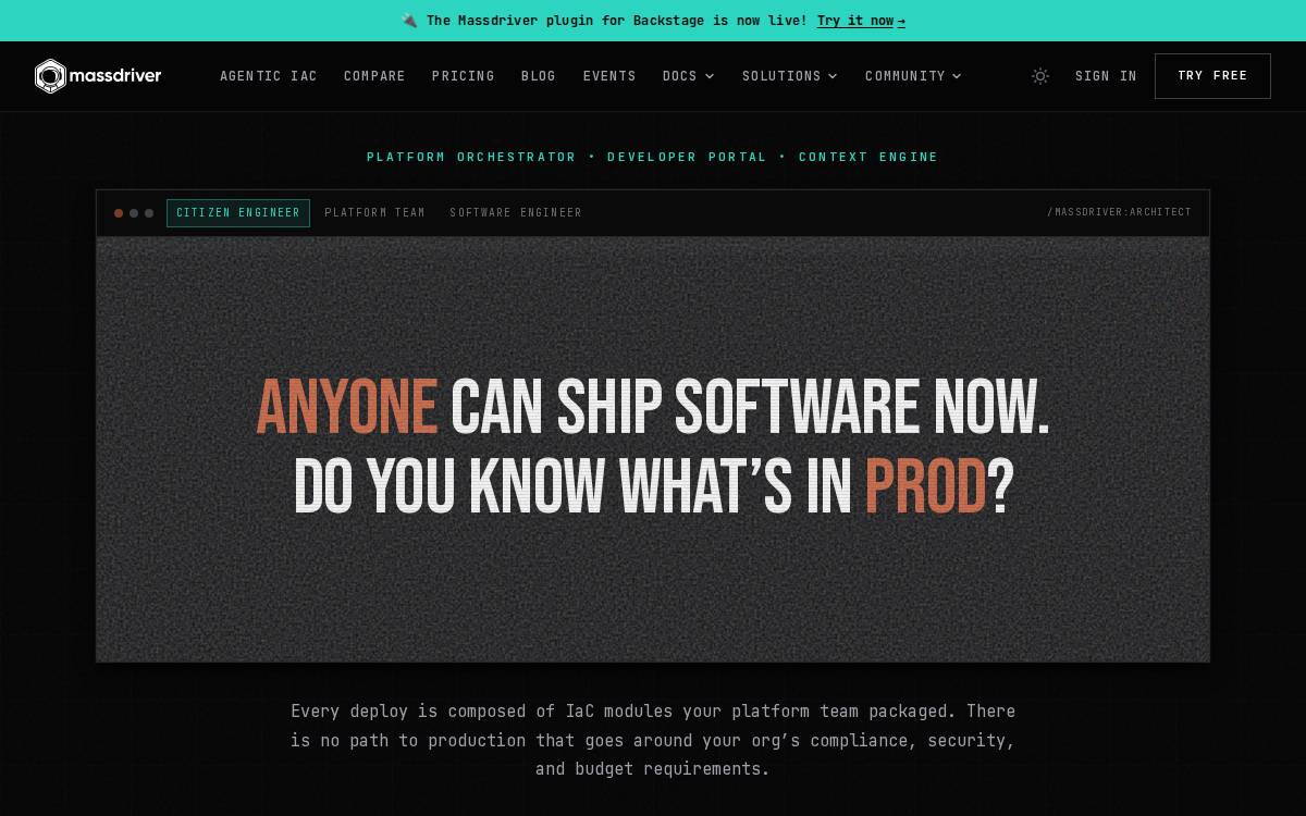 Massdriver website preview