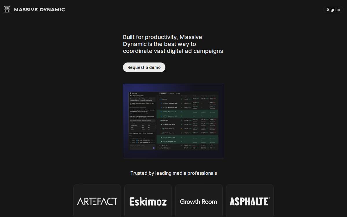 Massive Dynamic website preview