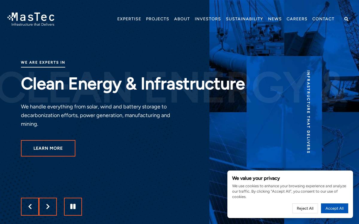 Mastec website preview