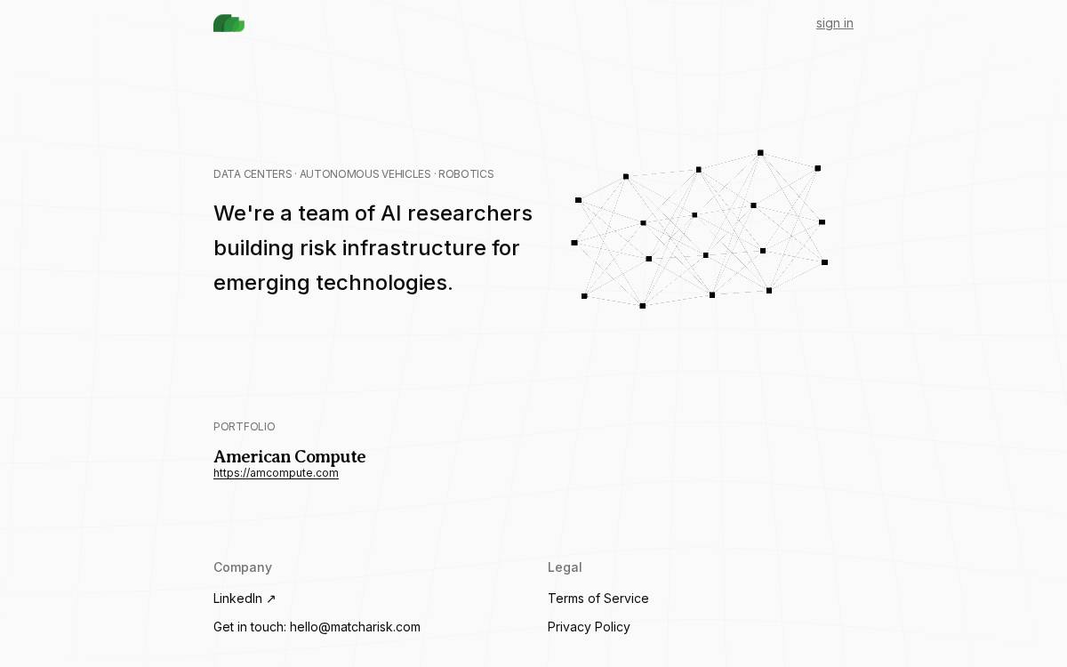 Matcharisk website preview