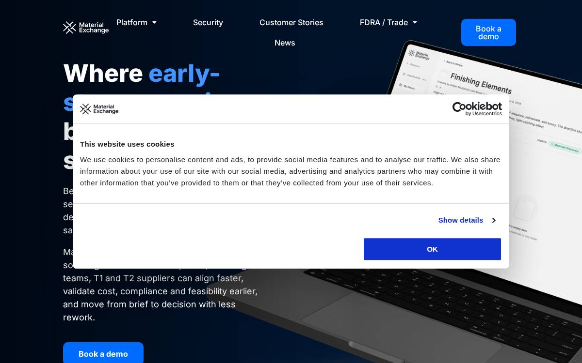 Material Exchange website preview