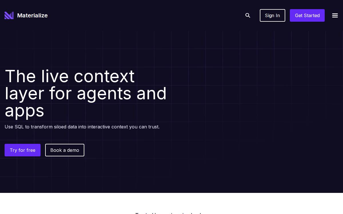 Materialize website preview
