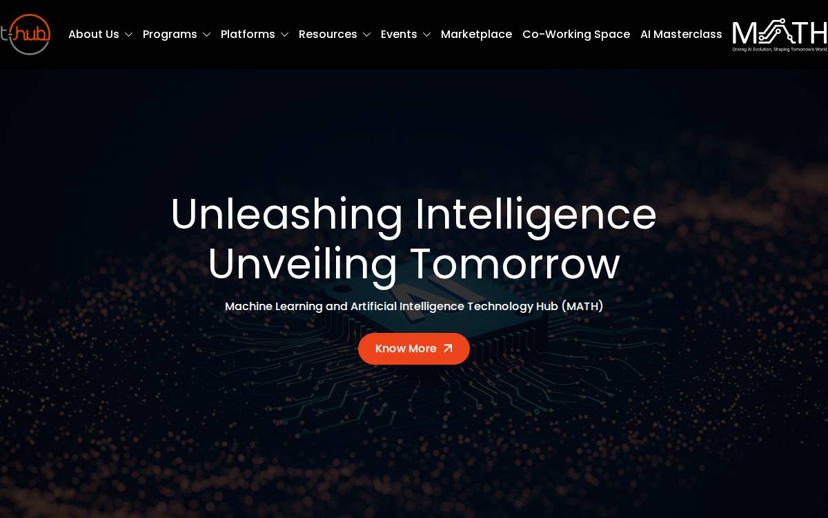 MATH AI & ML Innovation website preview