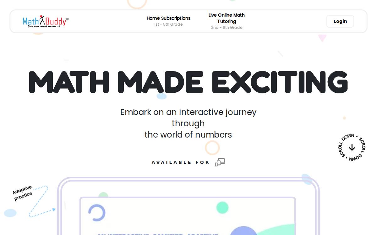 Mathbuddyonline website preview