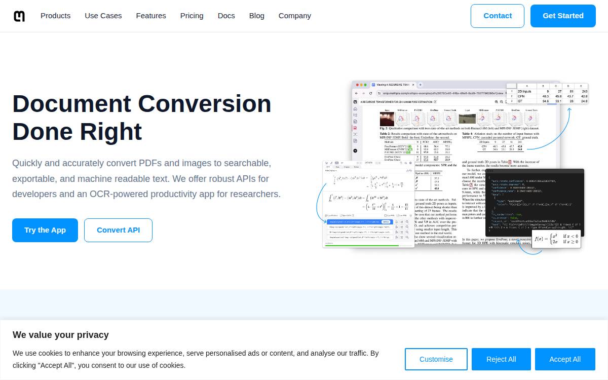 Mathpix website preview