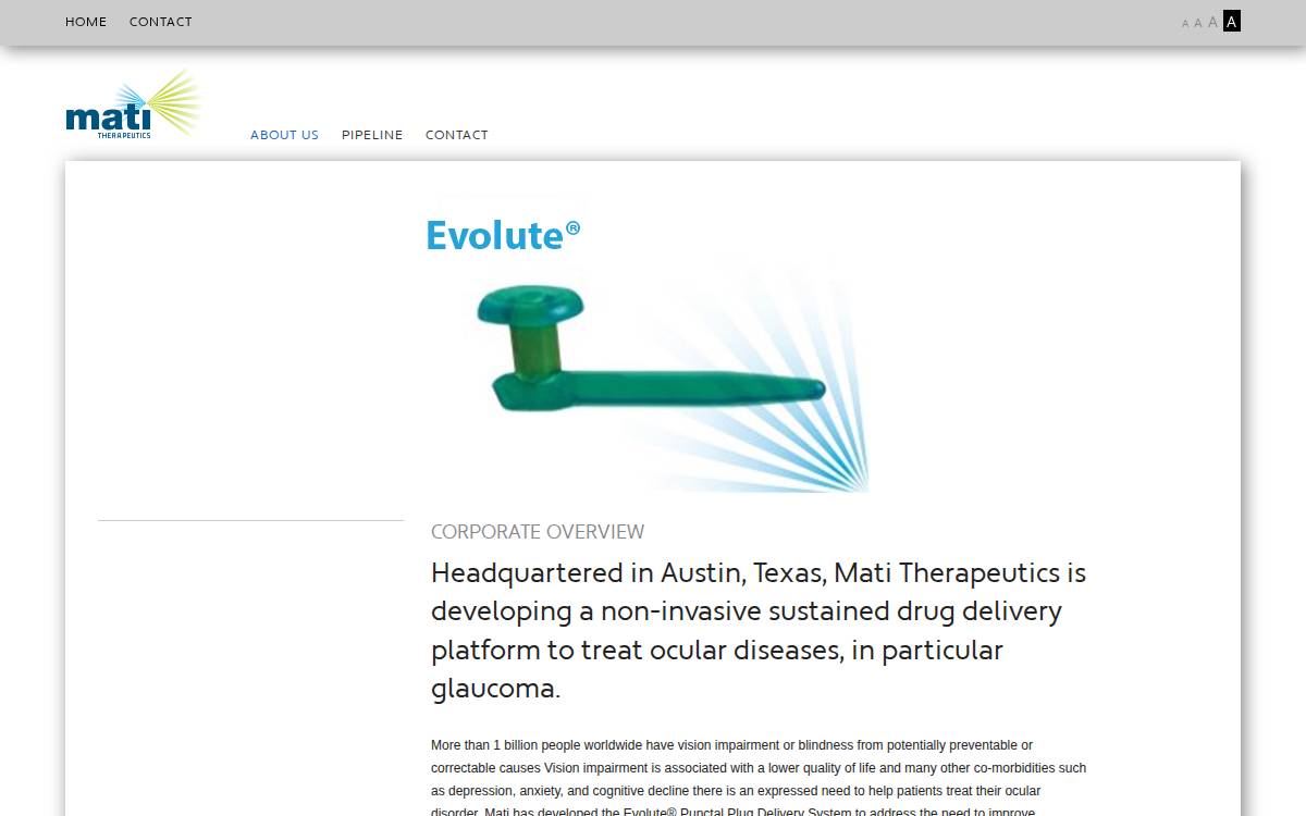 Mati Therapeutics website preview