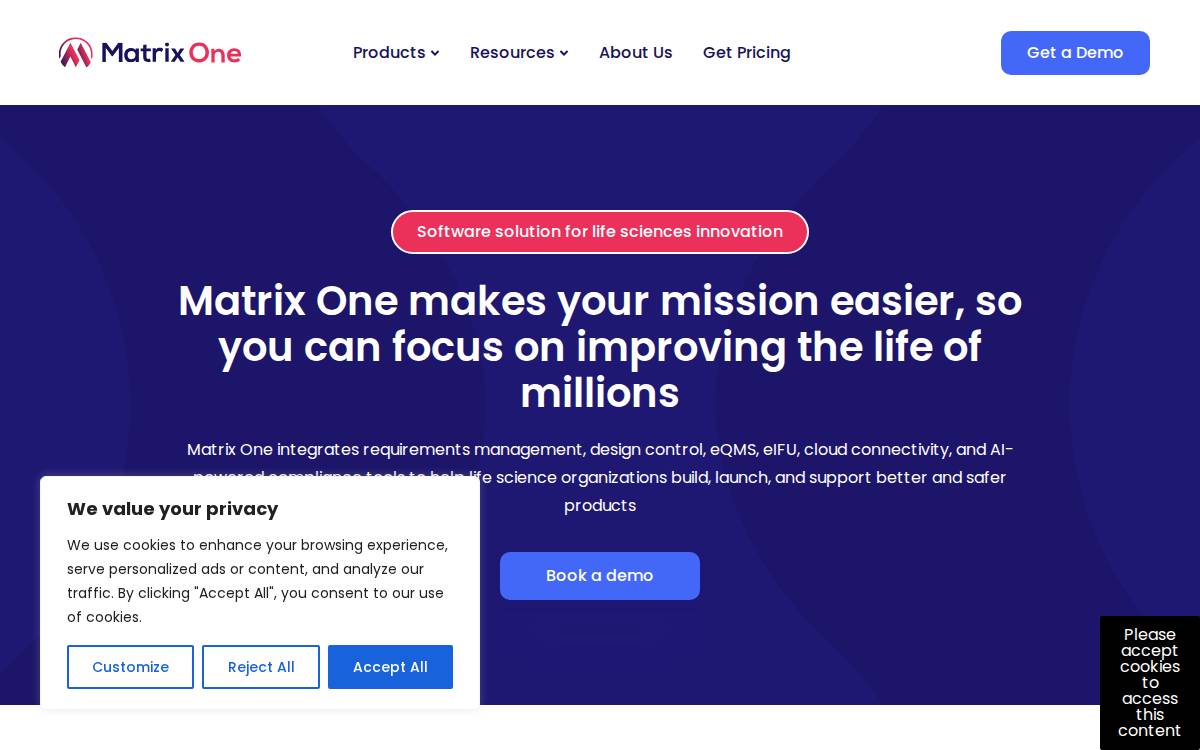 Matrix One website preview