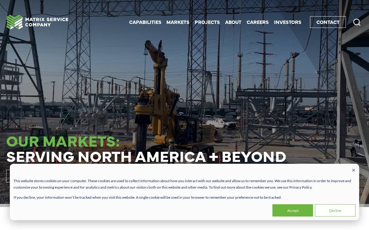 Matrix Service Company website preview