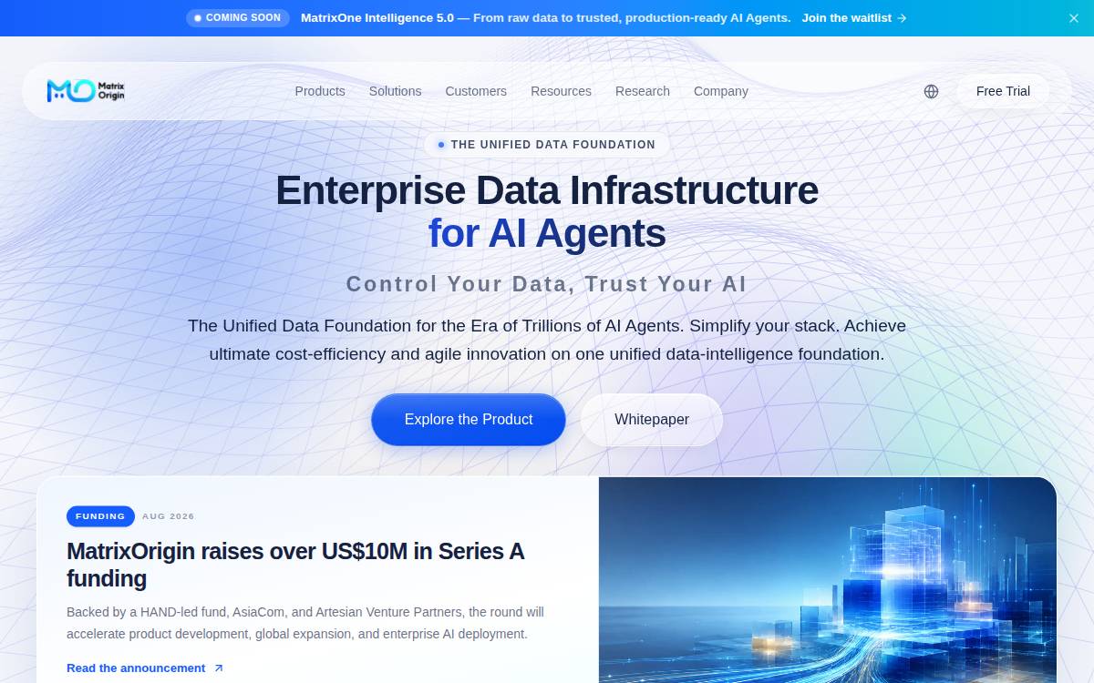 Matrixorigin website preview