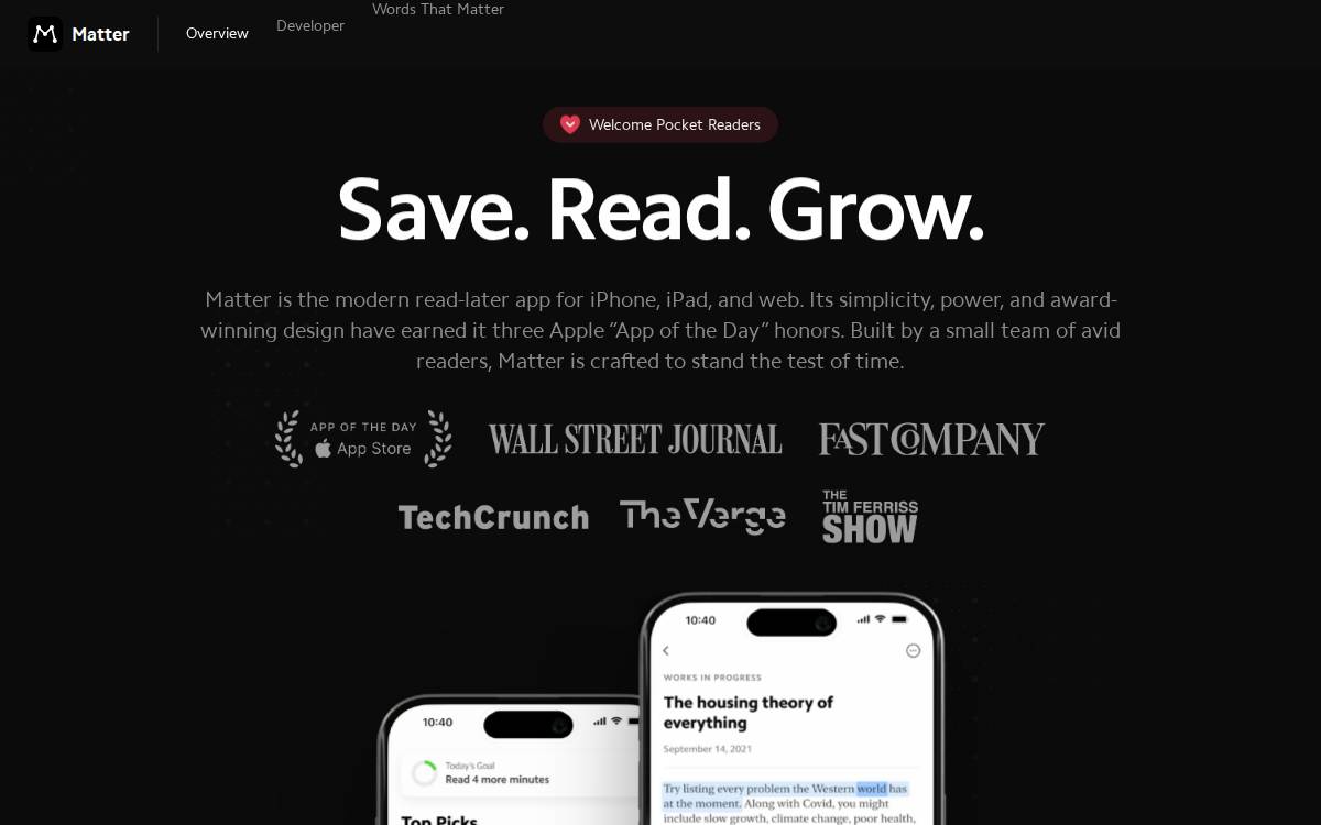 Matter website preview