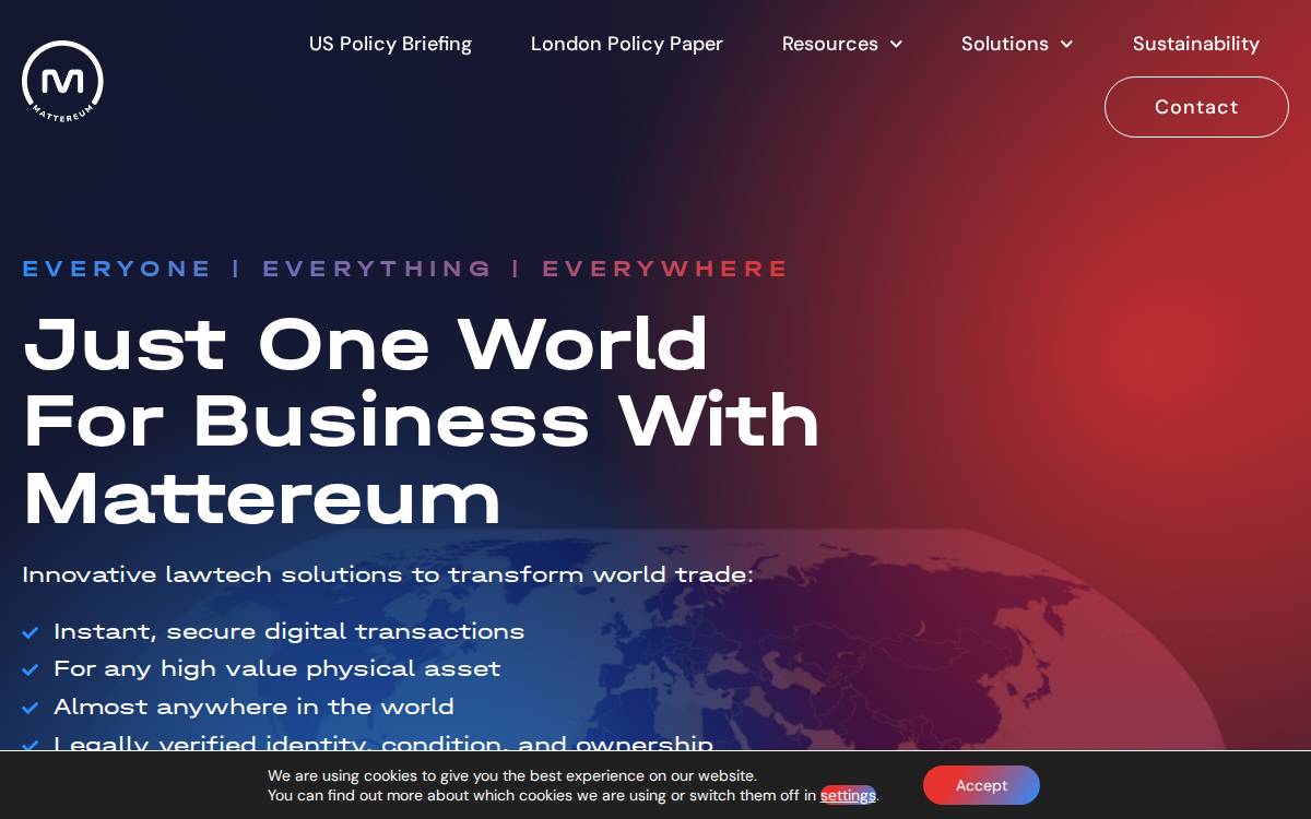Mattereum website preview