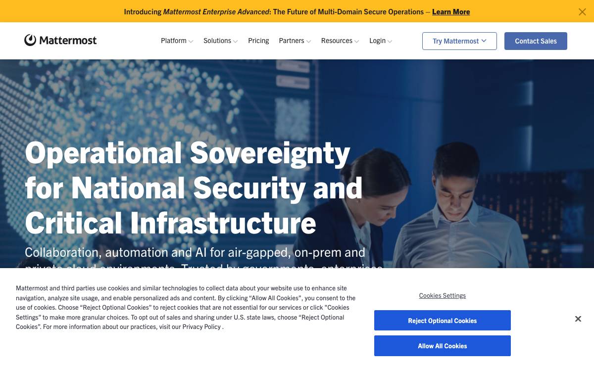 Mattermost website preview