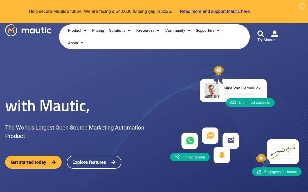 Mautic website preview
