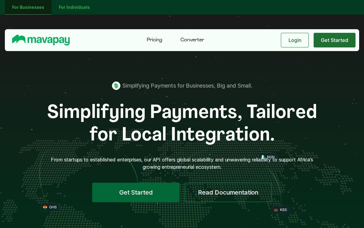 Mavapay website preview
