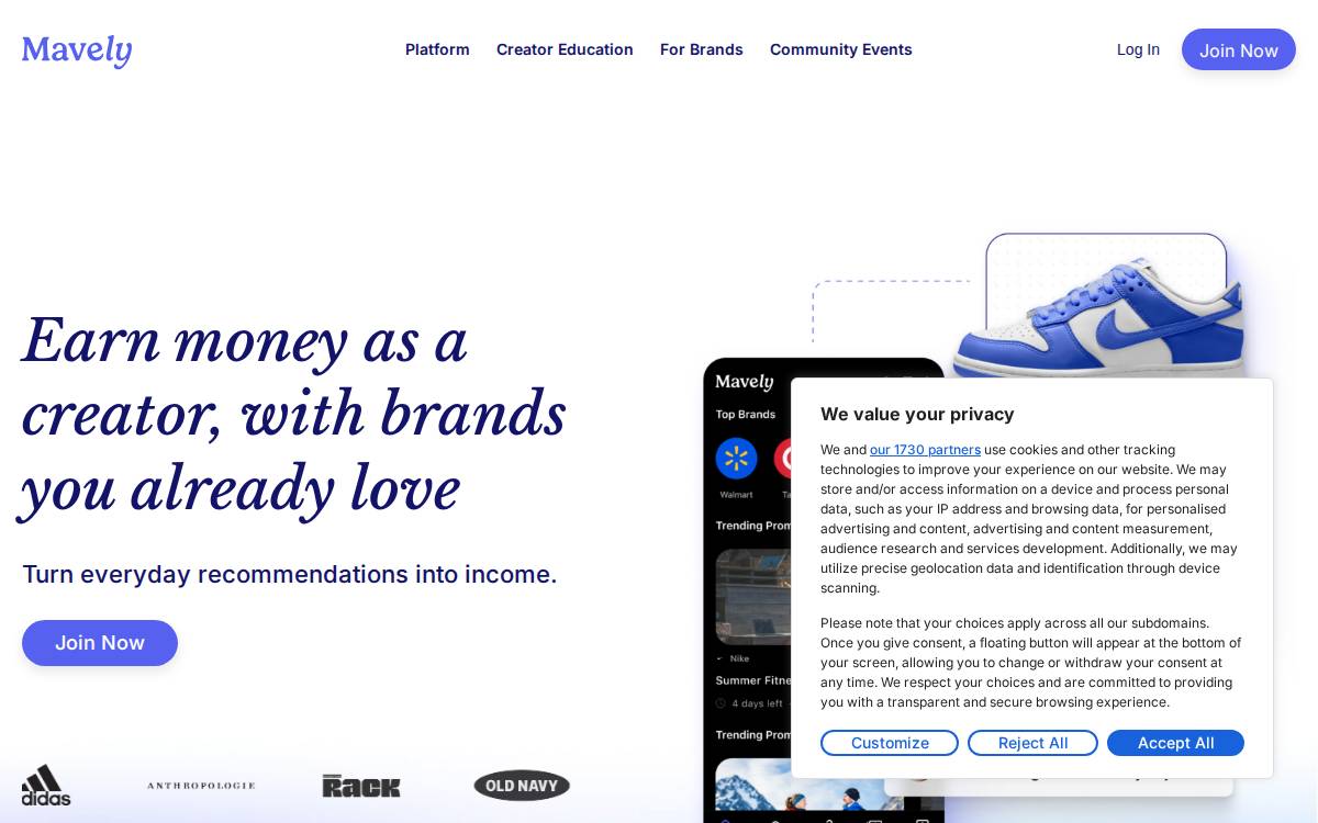 Mavely website preview