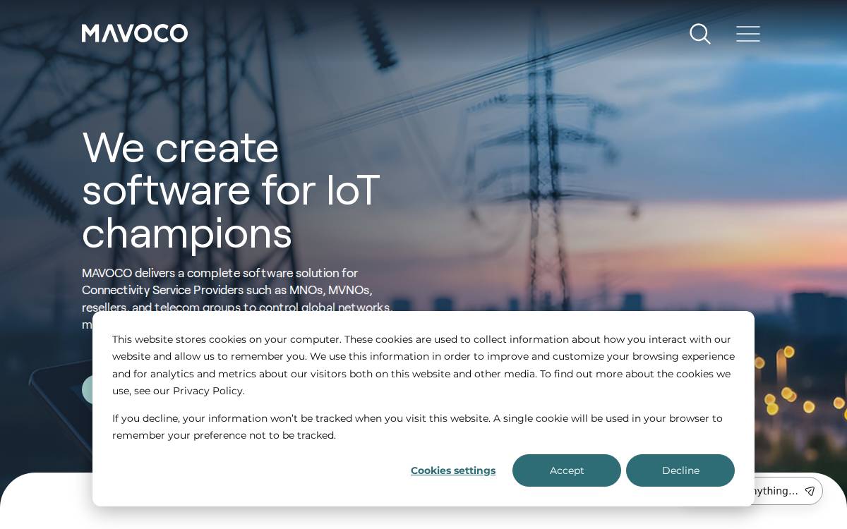 Mavoco website preview