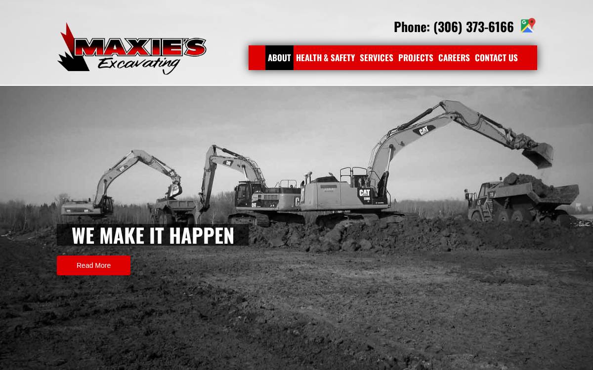 Maxie's Excavating website preview