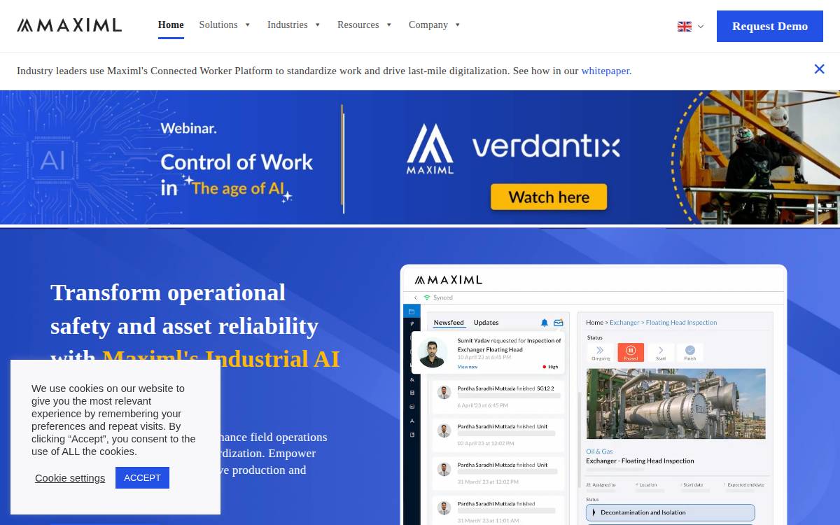 MAXIML Process website preview