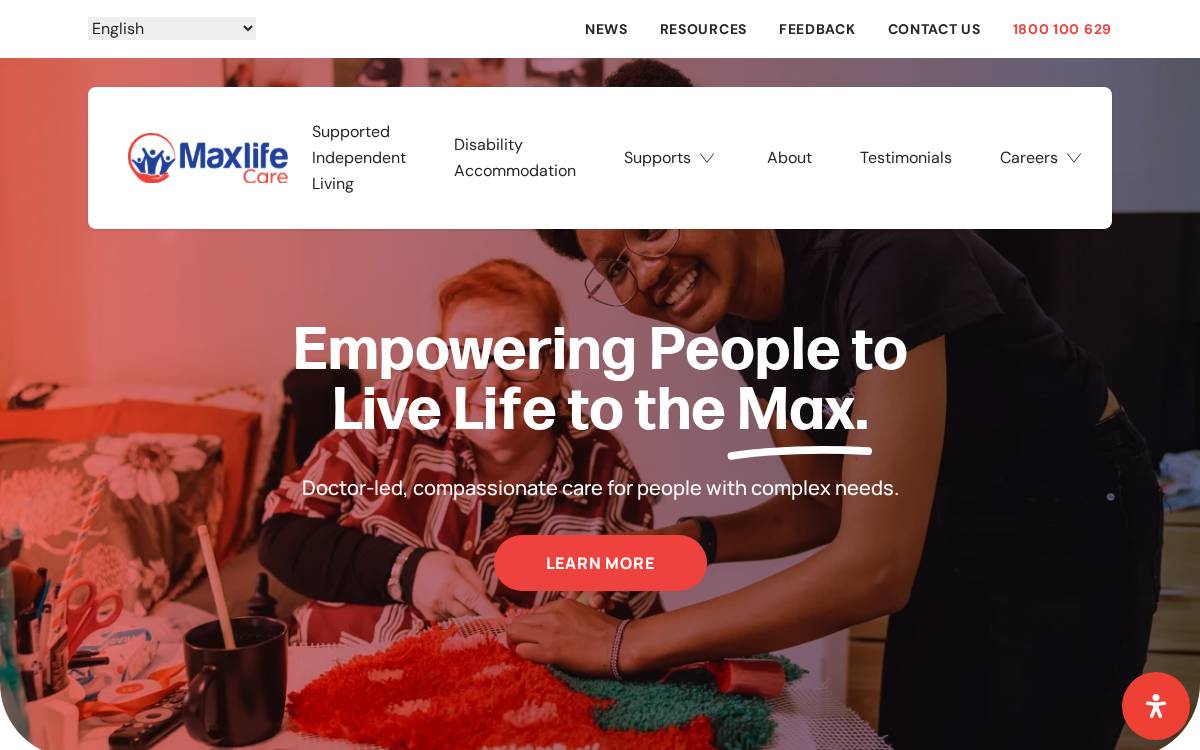 Maxlife Care website preview