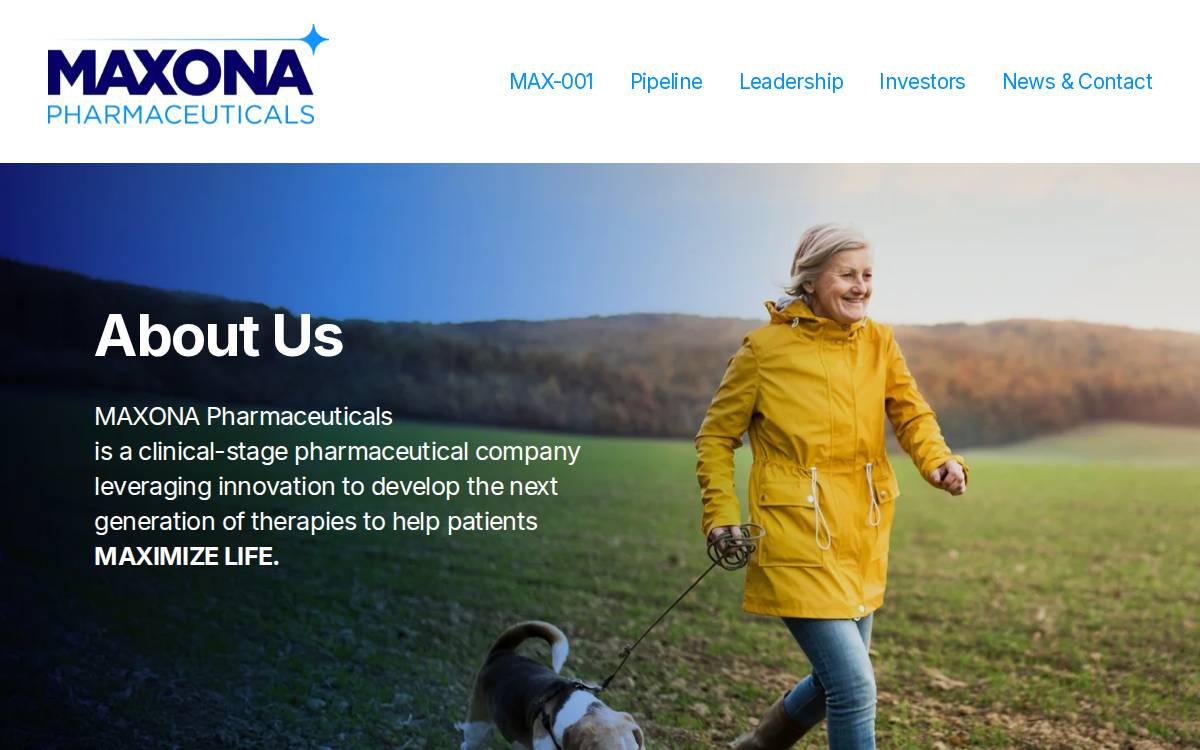 Maxona Pharmaceuticals website preview