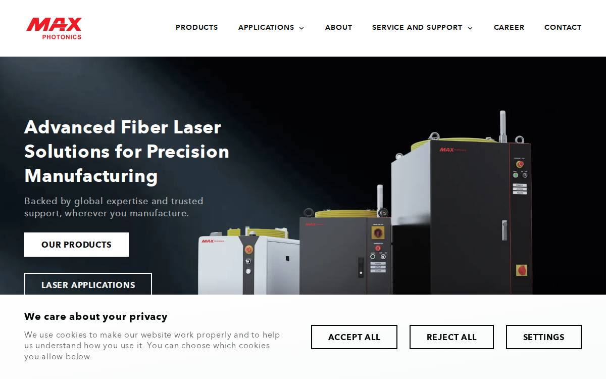 Maxphotonics website preview