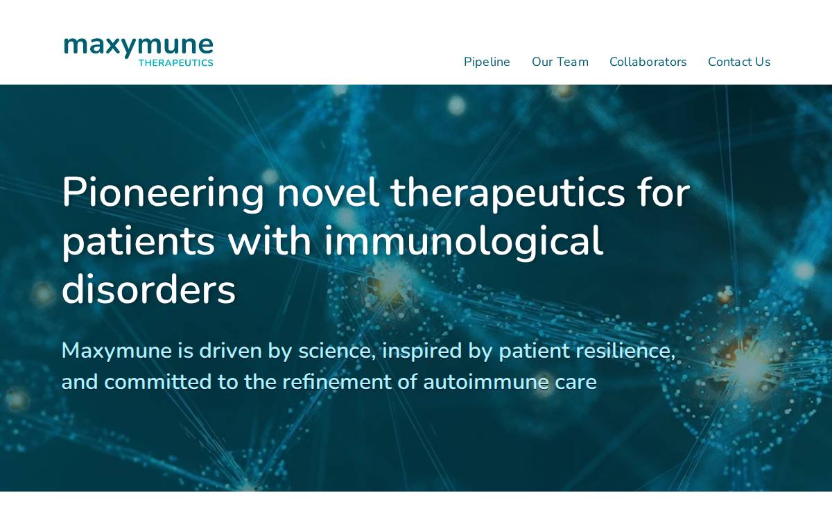 Maxymune Therapeutics website preview