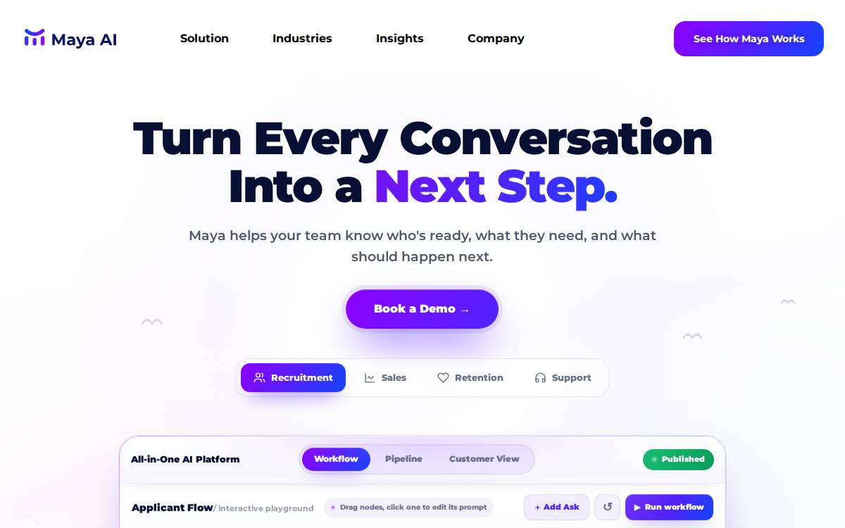 Maya Ai website preview