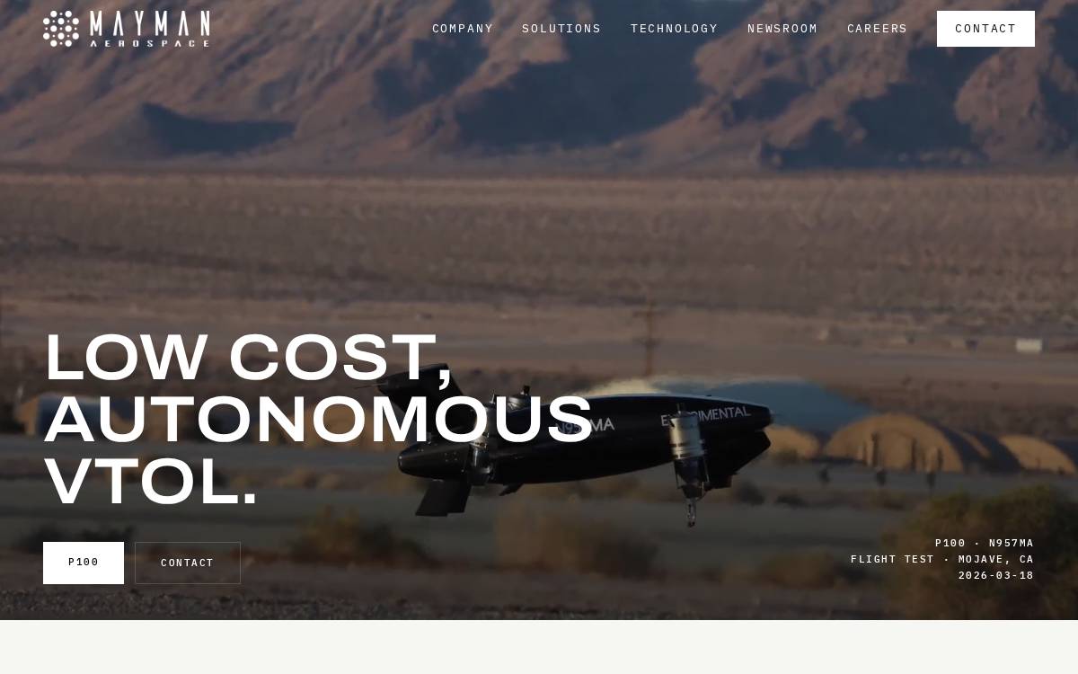 Mayman Aerospace website preview