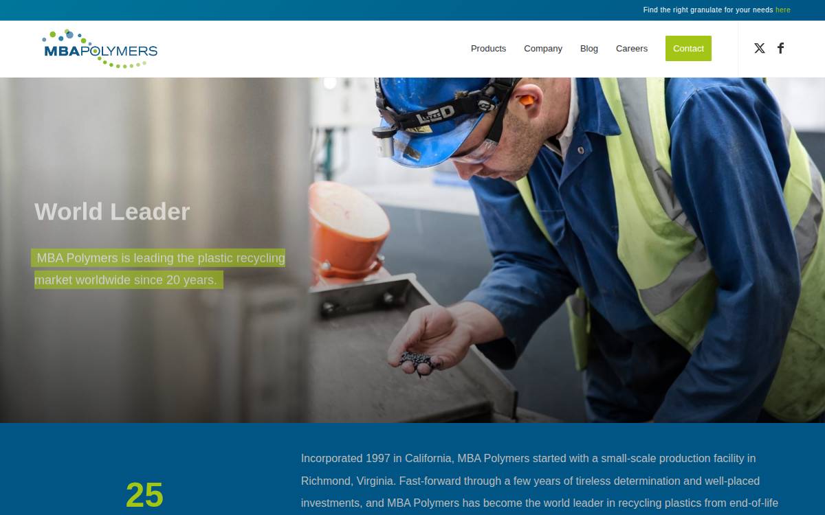 MBA Polymers website preview