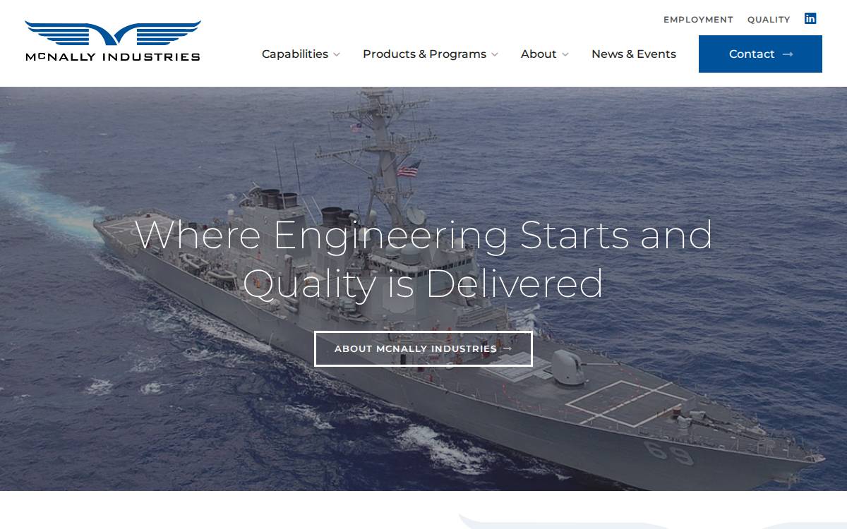 McNally Industries website preview