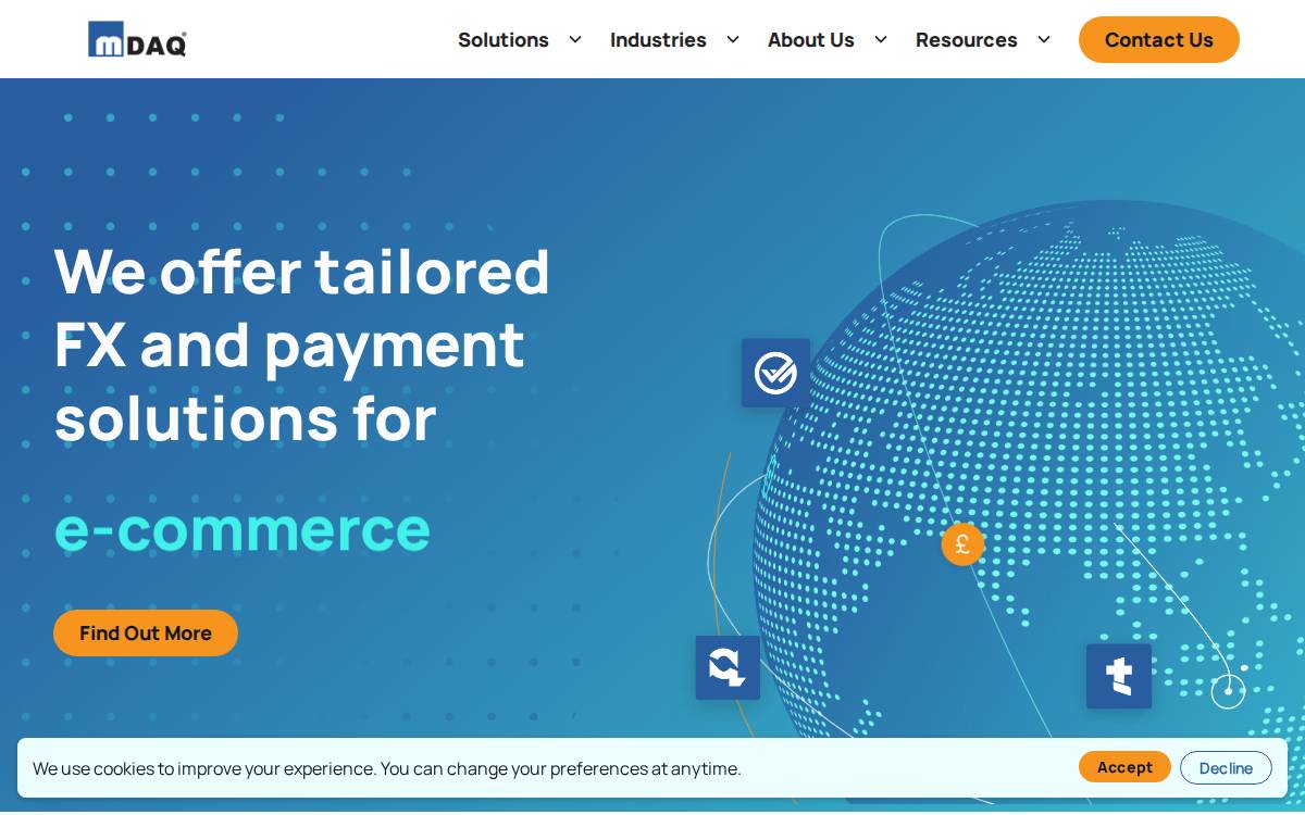 mDaq website preview