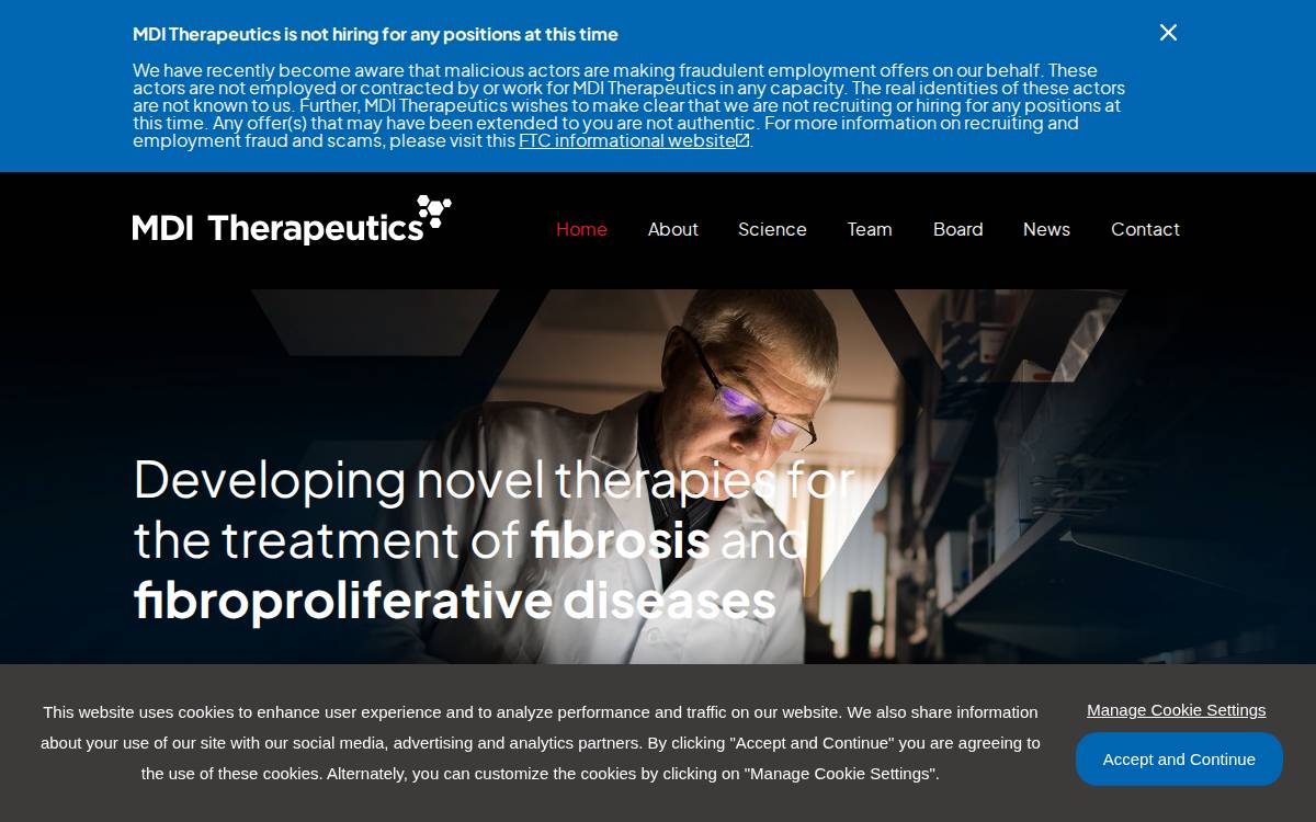 MDI Therapeutics website preview