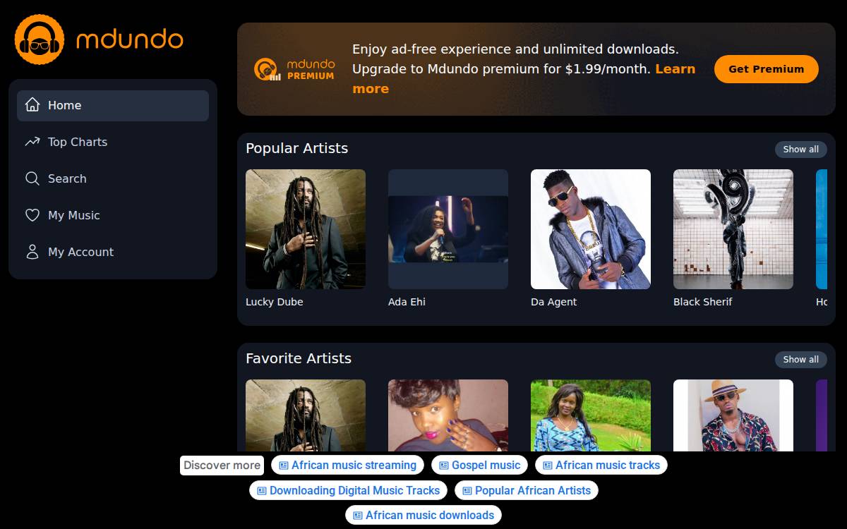 Mdundo website preview