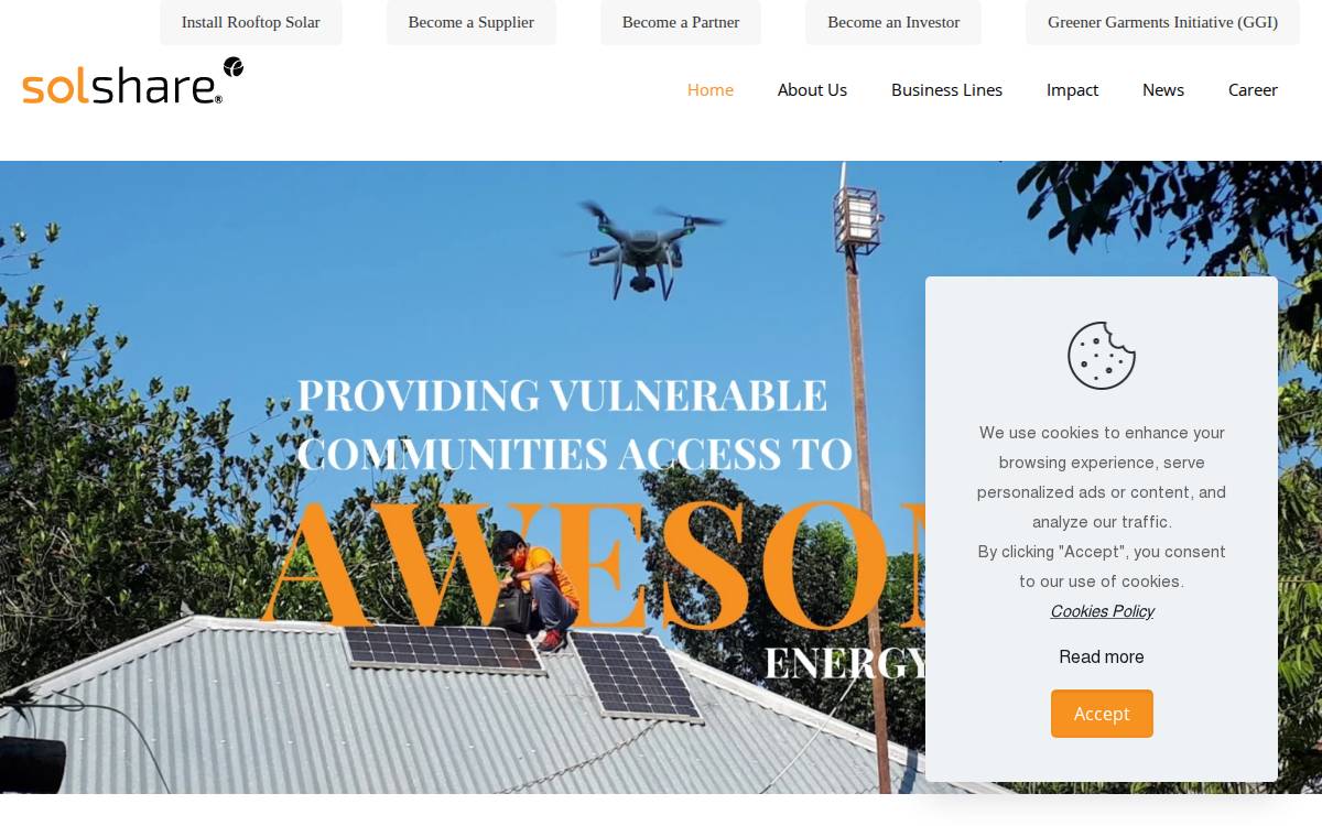 Me Solshare website preview