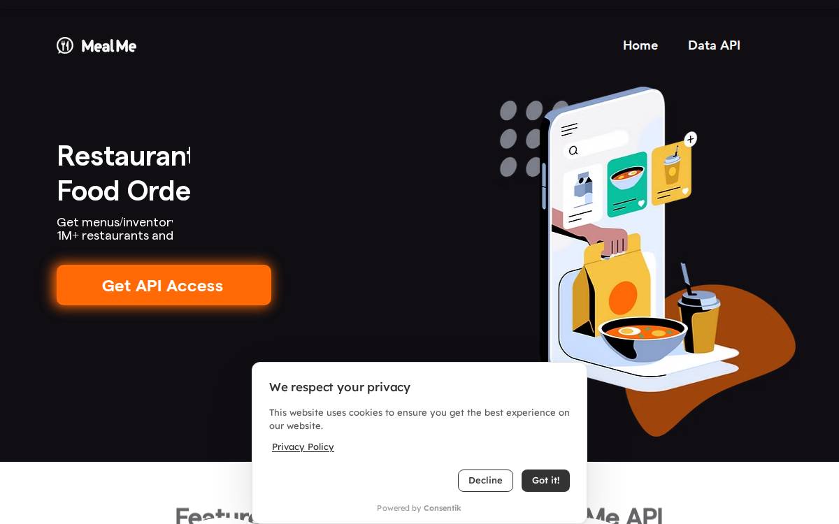 MealMe website preview