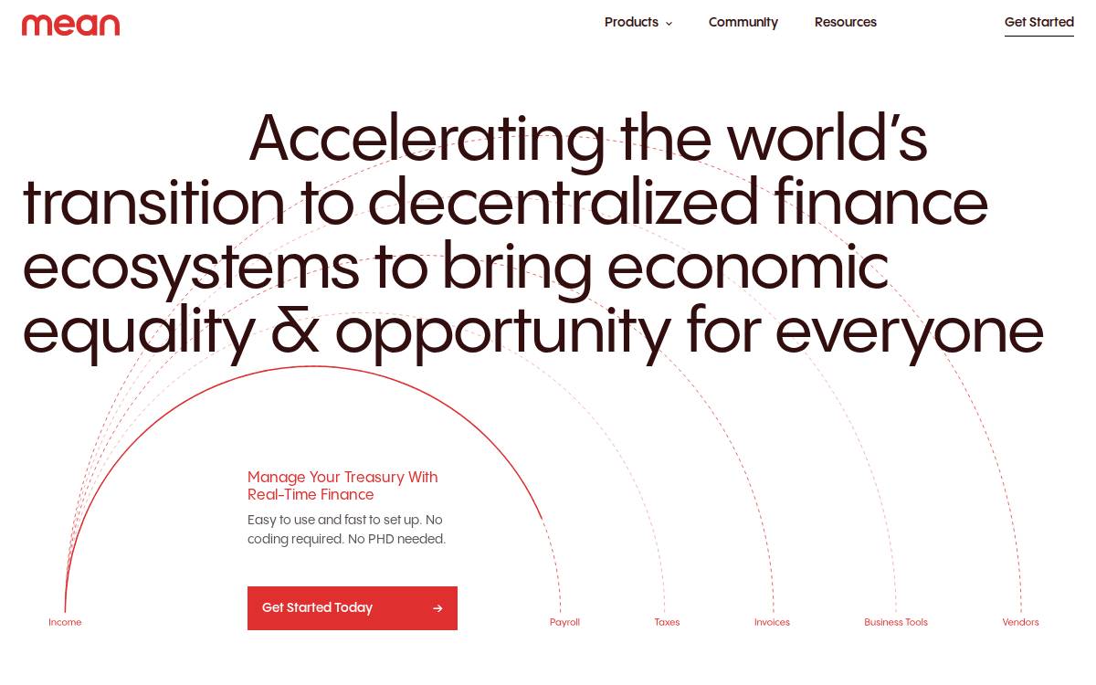 Mean DAO website preview