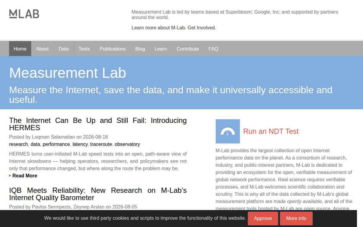 Measurementlab website preview