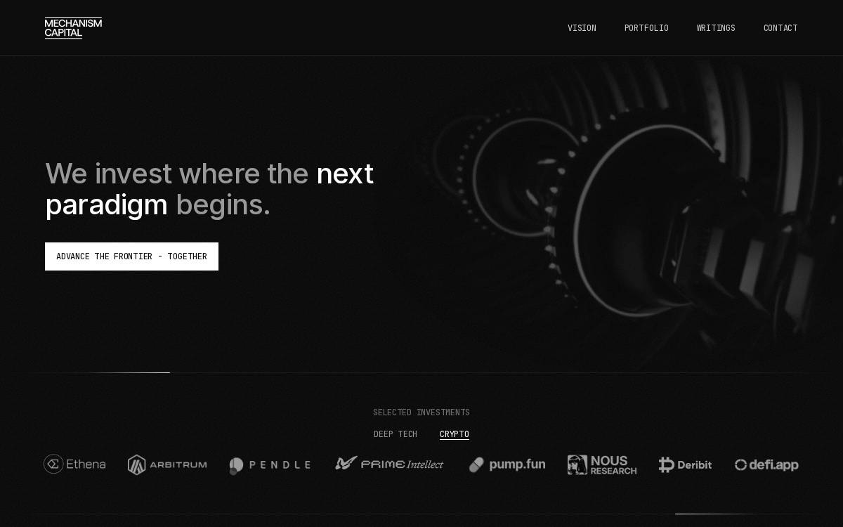 Mechanism Capital website preview