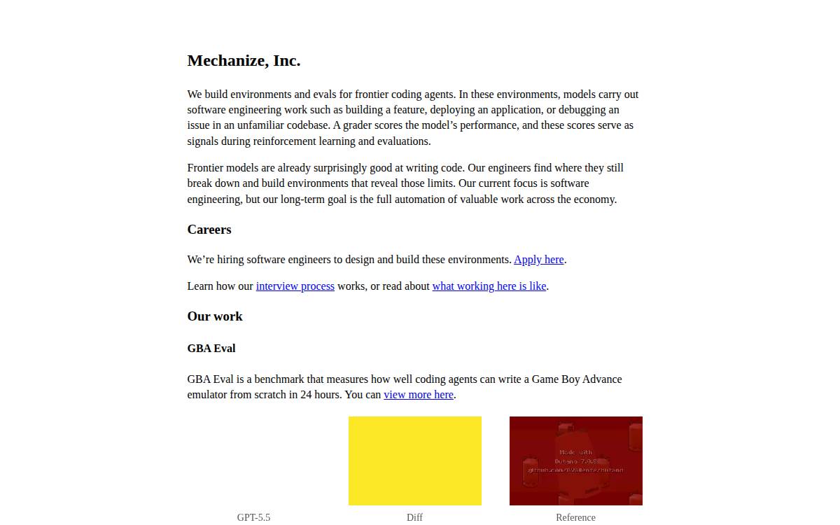 Mechanize website preview