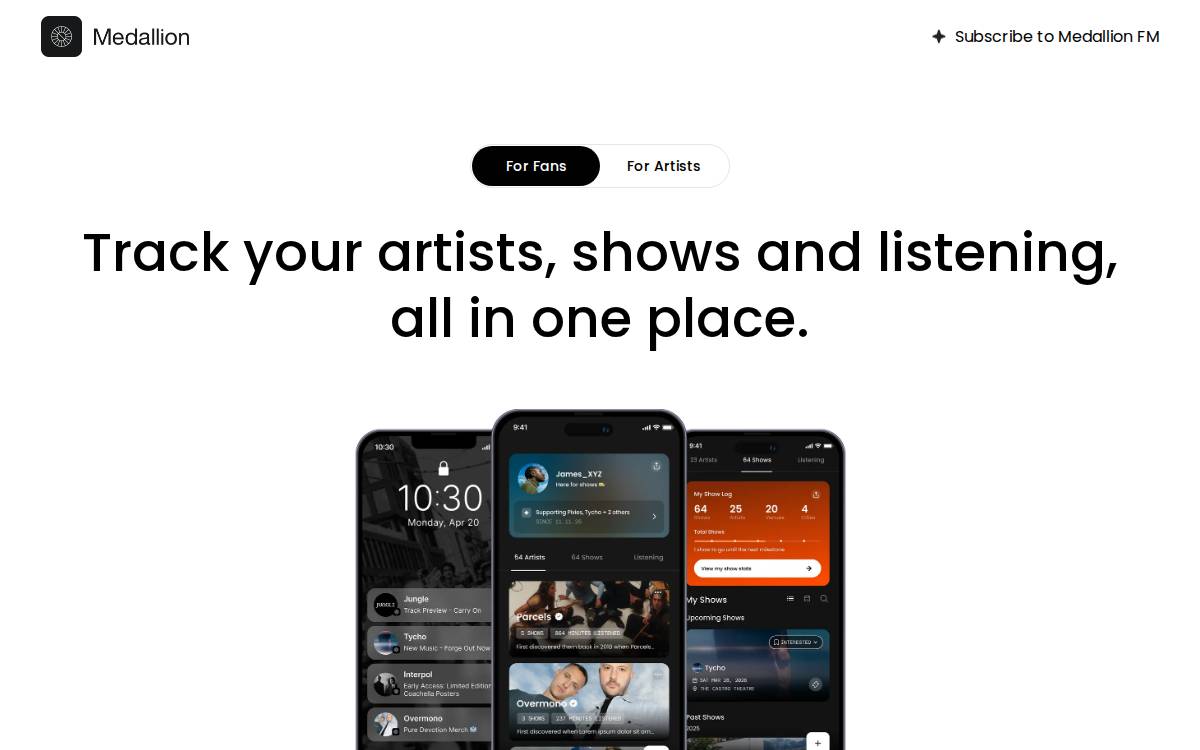 Medallion website preview