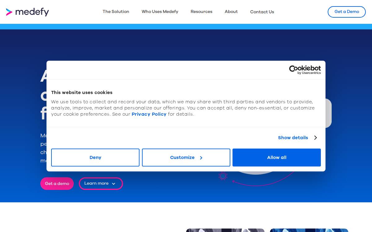 Medefy website preview
