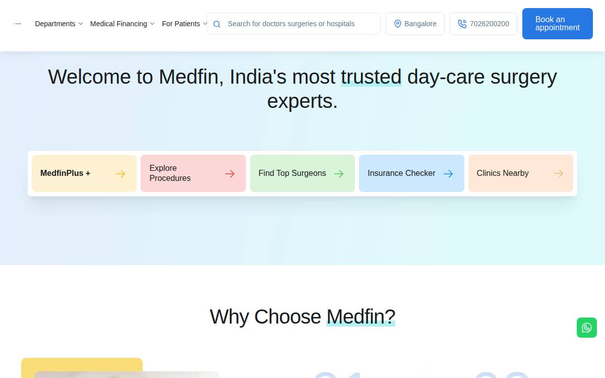MEDFIN** Elective Surgeries website preview