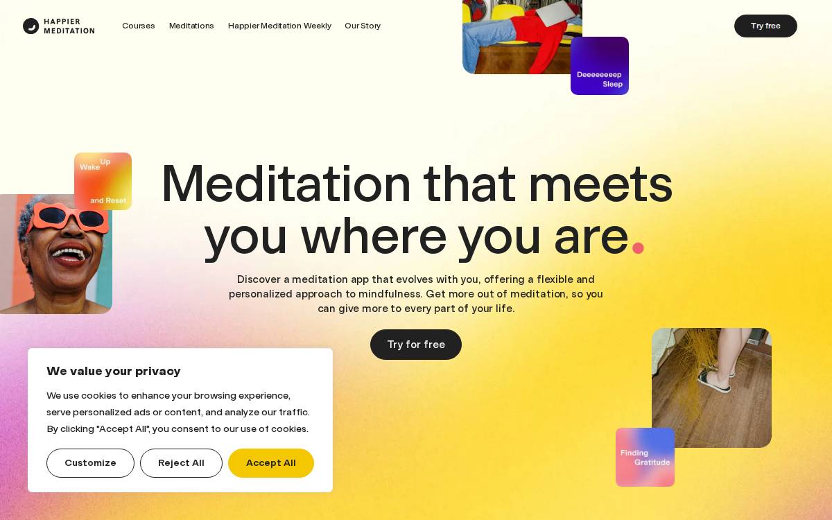 Meditatehappier website preview