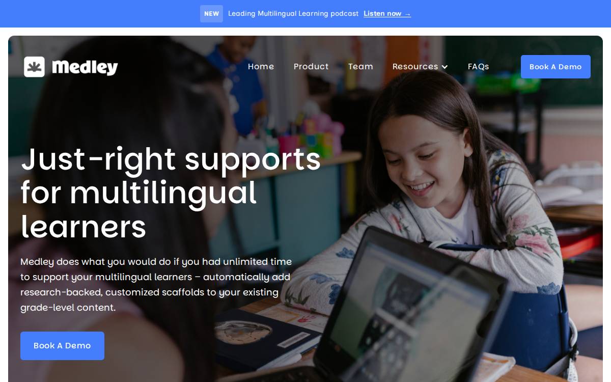 Medley Learning website preview