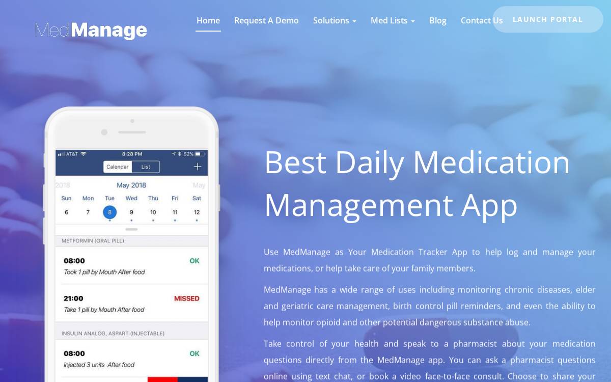 MedManage website preview