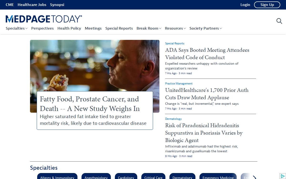 Medpagetoday website preview