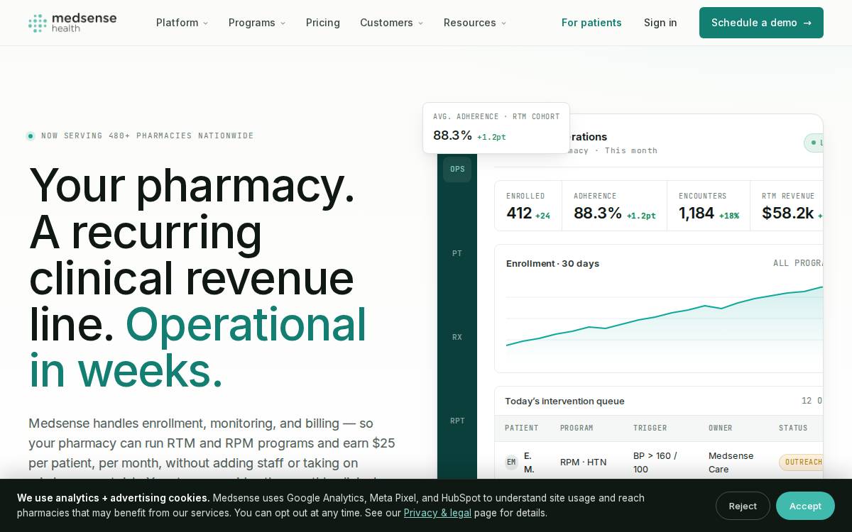 Medsense Health website preview