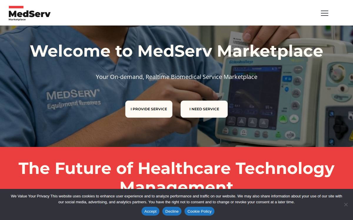 MedServ Marketplace website preview