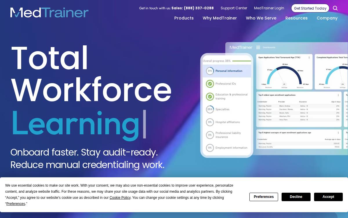 MedTrainer website preview